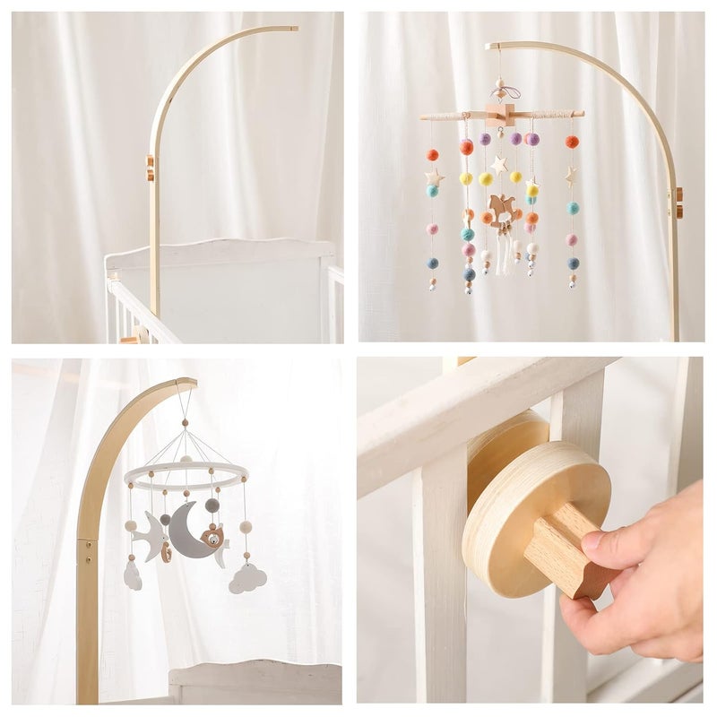 let's make Baby Crib Mobile Arm - Wooden Baby Mobile Crib Holder for Hanging Baby Crib Attachment for Nursery Decor (Curved Structural Arm) - Image 5